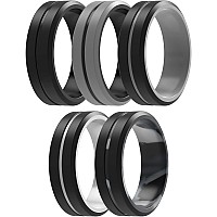 Thunderfit Silicone Wedding Rings For Men 2 Layer 82Mm Wide 25Mm Thick Grey Ablack Grey Camoblack Silver Bblack Blackg