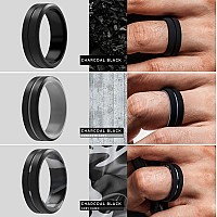 Thunderfit Silicone Wedding Rings For Men 2 Layer 82Mm Wide 25Mm Thick Grey Ablack Grey Camoblack Silver Bblack Blackg