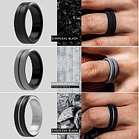 Thunderfit Silicone Wedding Rings For Men 2 Layer 82Mm Wide 25Mm Thick Grey Ablack Grey Camoblack Silver Bblack Blackg