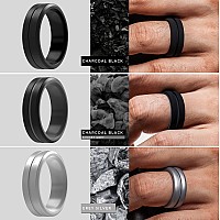 Thunderfit Silicone Wedding Rings For Men 2 Layer Middle Line Beveled Edge 82Mm Wide 25Mm Thick Grey Bblack Blue Ablack