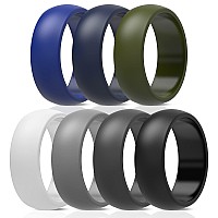 Thunderfit Mens Silicone Wedding Rings 87Mm Wide 2Mm Thick Grey A Grey B Dark Blue B White Black Dark Teal Olive Gre