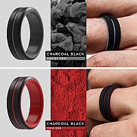 Thunderfit Silicone Wedding Rings For Men 2 Layer Middle Line Beveled Edge 82Mm Wide 25Mm Thick Dark Red Bblack Grey Bbl