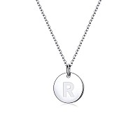 Sannyra Initial Necklaces For Women 18K 26 Capital Rsliver Plated Letter Necklace Disc Double Side Pendant Dainty Adjustable