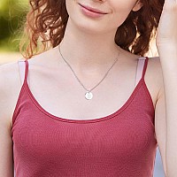 Sannyra Initial Necklaces For Women 18K 26 Capital Bsliver Plated Letter Necklace Disc Double Side Pendant Dainty Adjustable