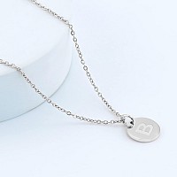 Sannyra Initial Necklaces For Women 18K 26 Capital Bsliver Plated Letter Necklace Disc Double Side Pendant Dainty Adjustable