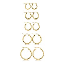 Besteel 510 Pairs Stainless Steel Small Hoop Earrings Clasp Gold Plated Hoop Rounded Earrings Set For Women Men Nickel Free