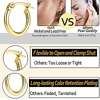 Besteel 510 Pairs Stainless Steel Small Hoop Earrings Clasp Gold Plated Hoop Rounded Earrings Set For Women Men Nickel Free