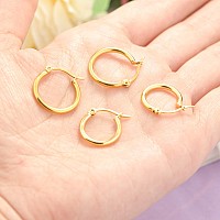 Besteel 510 Pairs Stainless Steel Small Hoop Earrings Clasp Gold Plated Hoop Rounded Earrings Set For Women Men Nickel Free