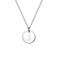 Sannyra Initial Necklaces For Women 18K 26 Capital Jsliver Plated Letter Necklace Disc Double Side Pendant Dainty Adjustable