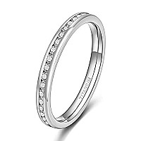 Tigrade 25Mm Women Titanium Eternity Ring Cubic Zirconia Anniversary Wedding Engagement Band Size 3135 Silver25Mm1 105