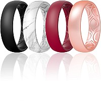 Thunderfit Silicone Wedding Bands Promise Rings For Women Breathable Air Grooves 55Mm Width 15Mm Thick Dark Red G Rose Go