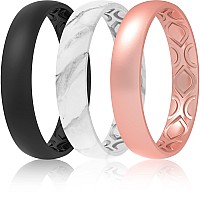 Thunderfit Silicone Wedding Bands For Women Breathable Air Grooves Anniversary Rings 4Mm Width 15Mm Thick Black Light Ma