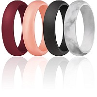 Thunderfit Silicone Wedding Bands For Women 55Mm Wide 2Mm Thick Dark Red G Rose Gold A Black Marble Size 758 182M