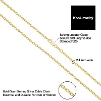 Kooljewelry Yellow Gold Over Sterling Silver Round Cable Chain Necklace 21 Mm 22 Inch