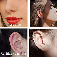 18G Cartilage Earring Hoop Nose Rings 18 Gauge Nose Ring Hoop Tragus Earring Black Daith Earrings Helix Earrings Forward Helix E