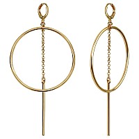 14K Gold Hoops Earrings For Women High Polished Dangly Bar Earrings Cute And Aesthetic Earrings For Women Girls