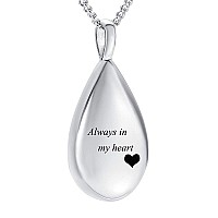 Teardrop Cremation Jewelry For Ashes Keepsake Pendant Holder Ashes For Pet Human Stainless Steel Memorial Urn Necklace Always