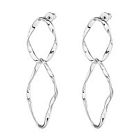 Pavoi Rhodium Plated Dangle Earrings For Women Infinity Cute Hanging Hoop Earrings