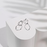 Pavoi Rhodium Plated Dangle Earrings For Women Infinity Cute Hanging Hoop Earrings