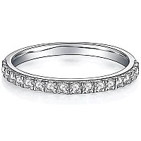 Yodewa Moissanite Wedding Band For Women Half Eternity 925 Sterling Silver 042Ct Def Color Vvs Lab Created Diamond Thin Stackab