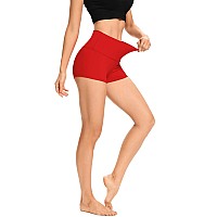 Lxnmgo Womens 2 High Waist Yoga Shorts Tummy Control Biker Running Workout Compression Shorts For Women Red Xs