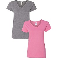 Gildan Womens Heavy Cotton Vneck Tshirt 2Pack 3Xlgraphiteazalea