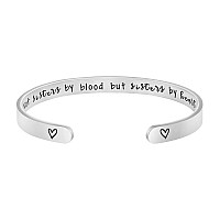 Joycuff Sister Gifts For Girls Inspirational Cuff Bracelets For Women Best Friend Friendship Jewelry Not Sisters By Blood But Si