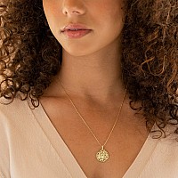 Pavoi 14K Gold Plated Engraved Coin Pendant Byzantine Coin Necklace Bohemian Necklace Stars Yellow Gold Plated