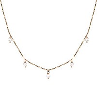 Pavoi 14K Rose Gold Plated Chain Necklace For Women 925 Sterling Silver Chain With 3X3Mm Polished Shell Pearls