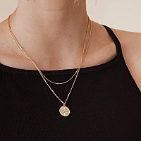 Pavoi 14K Gold Plated Sterling Silver Pendant Coin Chain Necklaces For Women Best Gift For Her 15Mm Perimeter Gold Plated