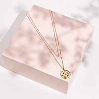 Pavoi 14K Gold Plated Pendant Coin 15Mm Rose Gold Plated Coin Aesthetic Necklaces For Women 925 Sterling Silver For Women