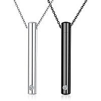 Milacolato 2 Pcs Cremation Urn Pendant Necklace For Memorial Black Stainless Steel With Cz Necklace Ashes Jewelry Keepsakes