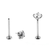 Newkeepsr 2Pcs10Mm18G G23 Titanium Press Fit Threadless Push Pop In 30Mm Cubic Zirconia Top Labret Lip Monroe Stud Tragus