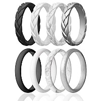 Roq Silicone Rubber Wedding Ring For Women Thin Stackable Rubber Silicone Wedding Band Bridal Jewelry Set Anniversary Rings