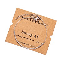 Joycuff Strong Af Morse Code Bracelets For Best Friend Mom Coworker Sister Daughter Inspirational Birthday Mothers Thanksgiving