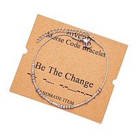 Joycuff Be The Change Morse Code Bracelets For Best Friend Friendship Coworker Bff Inspirational Funny Birthday Christmas Gifts