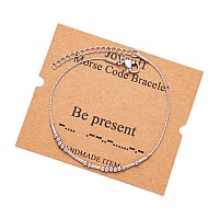 Joycuff Be Present Morse Code Bracelets For Best Friend Friendship Coworker Bff Inspirational Funny Birthday Christmas Gifts For