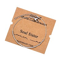 Joycuff Soul Sister Morse Code Bracelets For Women Unique Christmas Birthday Thanksgiving Day Gifts For Best Friend Stepsister I