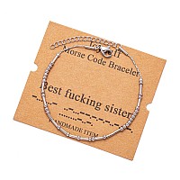 Joycuff Best Sister Morse Code Chain Bracelets For Women Inspirational Funny Best Sister Gifts For Her Christmas Birthday Thanks