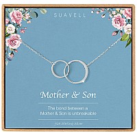 Suavell Mother Son Necklace Sterling Silver Double Circle Necklace For Women Mothers Day Gifts From Son Mother Son Gifts For