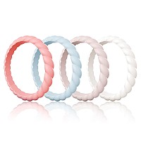 Egnaro Silicone Wedding Ring For Womenseamless Thin And Stackble Braided Rubber Wedding Bands Rubber Rings For Women