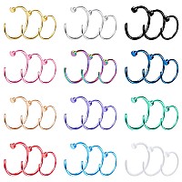 Drperfect 20G 36Pcs 316L Stainless Steel Nose Ring Hoop Nose Piercing Jewelry For Women And Men Colored Hoop Nose Ring 8Mm 10Mm