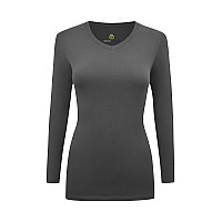 Natural Uniforms Womens Long Sleeve Vneck Tshirt Under Scrub Charcoal Xxxlarge