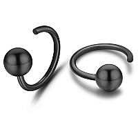 Black Half Hoop 925 Sterling Silver Little Ball Huggie Black Hug Hoop Earring For Women