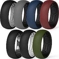 Thunderfit Men Breathable Air Grooves Silicone Wedding Ring Wedding Bands 78Mm Wide 18Mm Thick 7 Rings Combination D Size