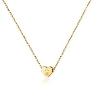 Pavoi 14K Yellow Gold Plated Mini Dainty Heart Initial Necklace Slider Adjustable Necklace 18 Letter Necklaces For Women