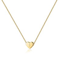 Pavoi 14K Yellow Gold Plated Mini Dainty Heart Initial Necklace Slider Adjustable Necklace 18 Letter Necklaces For Women