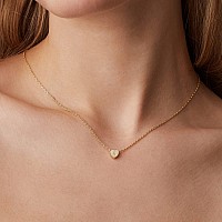 Pavoi 14K Yellow Gold Plated Mini Dainty Heart Initial Necklace Slider Adjustable Necklace 18 Letter Necklaces For Women