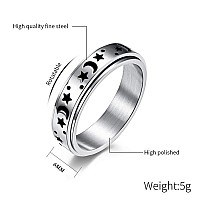 Nylry Titanium Stainless Steel Spinner Rings Moon And Star Fidget Ring Stress Relieving Anxiety Ring Engagement Wedding Promise