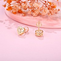 Iefwell Heart Initial Initial Earrings For Girls 14K Gold Plated Cubic Zirconia Hypoallergenic Earrings For Kids Letter C Earri